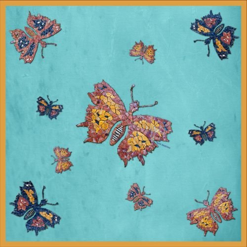Kate Martins Silk Scarf - Butterflies Orange